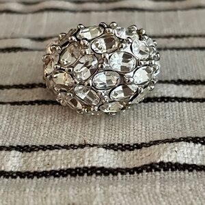 KJL Kenneth Jay Lane Statement Silver Crystal Ring MINT